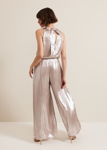 Phase Eight Adrina Metallic Wide Leg Trousers Silver USA | 2139075-KF